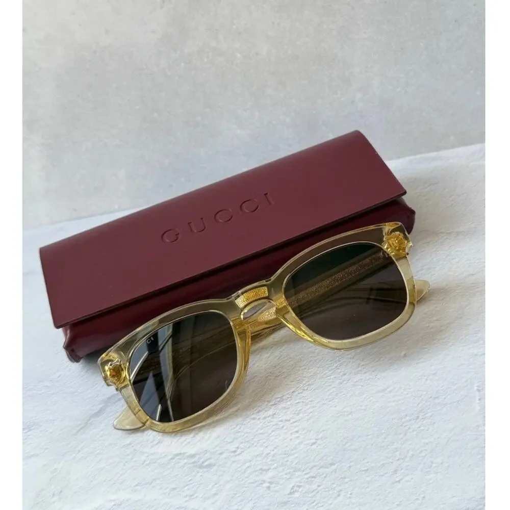 NEW Gucci GG0182S Transparent Brown Unisex Sunglasses